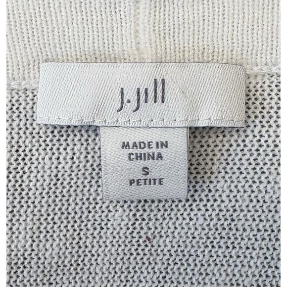 J Jill White Linen Blend Knit Cardigan With Frayed Cuffs Size Petite Small - Picture 2 of 6